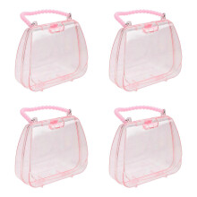 Set di 4 scatole di plastica rosa fai-da-te per bambini con cartoni animati, ideali per riporre oggetti.