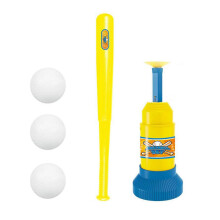 Set da allenamento di battuta per bambini con palline di gommapiuma e lanciatore a gradini, giocattolo da giardino multicolore 2198