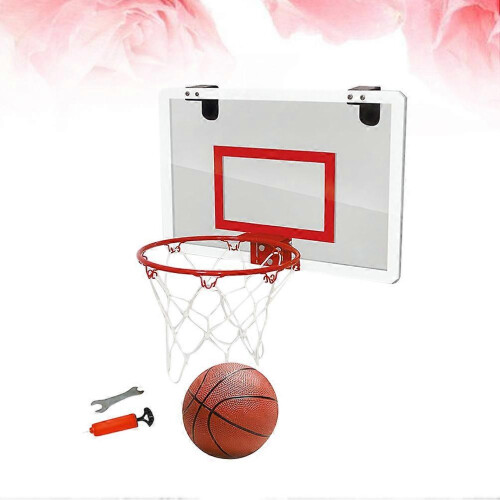 Mini tabellone da basket da interno, stile da appendere alla porta, 1 pezzo, colore rosso. 1