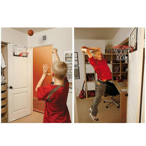 Mini tabellone da basket da interno, stile da appendere alla porta, 1 pezzo, colore rosso. 2