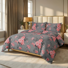 (Double Bed Duvet Cover Set, Twilight Garden) Premium Floral Duvet Covers with Matching Pillowcases | 3Pc Soft Reversible Designer Prints