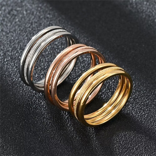 Women's Stainless Steel Stacking Ring Set Gold Size 6 2