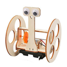 Kit scientifico fai-da-te per robot elettrico bilanciato con ruote motorizzate in legno, ideale per studi STEM e ingegneria educativa.