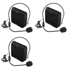 3X Rolton Micrófono Portátil Altavoz Amplificador de Voz con Tarjeta USB TF Radio FM para Maestro Guía Turística (Negro)