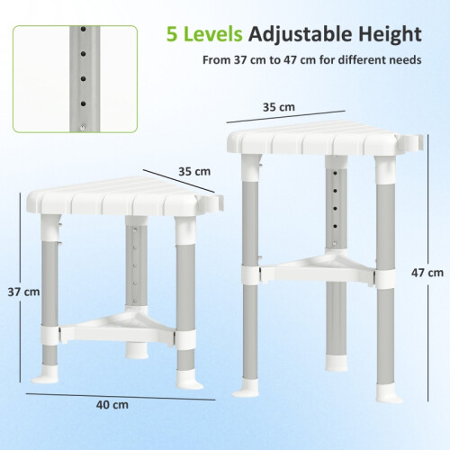 Adjustable Aluminium Shower Stool with Shelf 2