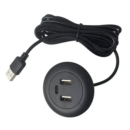 5X Eingebetteter USB-Hub mit Desktop-Loch, Typ-C-USB-Ladegerät, 3-in-1-Splitter