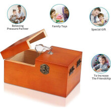 2 Pack Useless Box with Surprises Wooden Fully Assembled Toy for Adults Kids Dark Wood Dark wood color