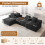 Corduroy Left L-Shaped Modular Sofa With Cup Holder, Black 4