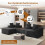 Corduroy Left L-Shaped Modular Sofa With Cup Holder, Black 7