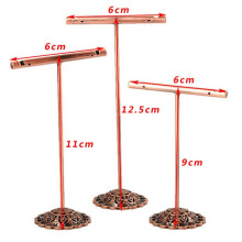 9X Portable Earring Jewelry Display Rack Metal Stud Necklace Organizer Ornament T Bar Hanger Showcase Holder Bronze