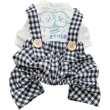 Vestido de verano a cuadros lindo para cachorro Disfraz elástico para mascotas Moda Corgi Fiesta al aire libre Multicolor Multicolor 1
