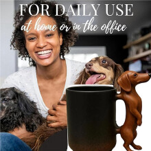 2X Handmade 11OZ Dachshund Coffee Mug - Cute Wiener Dog Themed Ceramic Cup for Dog Lovers - Gifts for Dachshund Owners