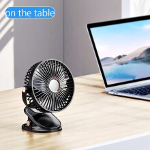 2X Wiederaufladbarer Clip--Ventilator mit LED-Leuchten, Wiederaufladbarer -Tischventilator Per USB, 360-Drehung für Home Office und Camping