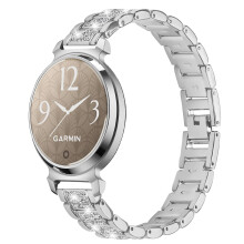 Bracelet de montre élégant en acier inoxydable argenté avec diamants compatible avec Garmin Lily 2