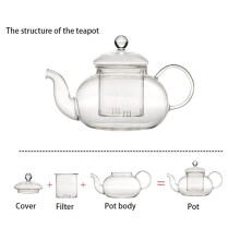 5X Heat-Resistant Glass Teapot Filter Kung Fu Tea Set Six-Person Pot Borosilicate Pot 600Ml