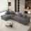 Corduroy Left L-Shaped Modular Sofa With Cup Holder, Grey 9
