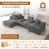 Corduroy Left L-Shaped Modular Sofa With Cup Holder, Grey 5