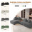 Corduroy Left L-Shaped Modular Sofa With Cup Holder, Grey 7