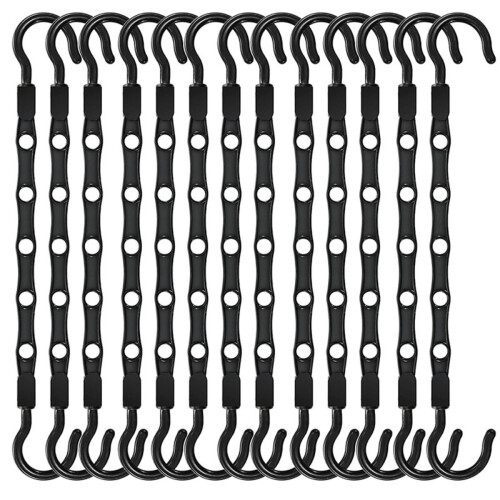 Space Saving Rotatable Foldable Clothes Hangers - 12 Pack, Multi-Hole Plastic Hangers Black