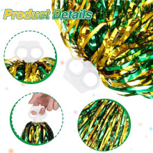 Cheerleading Pom Poms, Metallic Foil Cheer Hand Flowers with Ring Handles Team Spirit, Sports Games Cheering 4 Pack