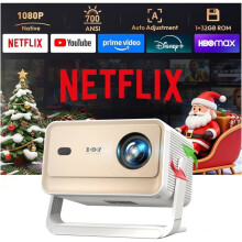 Proyector Gimbal N6 1080P, Wifi6 Bt, Netflix, Calibración Automática, Control por Voz, 700 Lm, Portátil