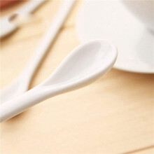 50PCS White Porcelain Egg Spoons Ceramic Spoons Coffee Spoon Dessert Spoon Mocha Dip Serving Spoon