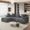 Corduroy Left L-Shaped Modular Sofa Grey 2