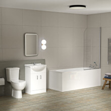 1700mm Round Bath With 550mm Vanity & Toilet, Bath Filler & Basin Mixer Tap