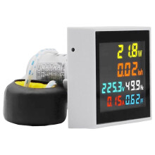 2X Energiemessgerät, AC 50-300 V 100 A, -Leistungsmonitor 6-in-1, LCD-Display, Voltmeter, Amperemeter, Wattmeter, Frequenztester mit CT