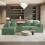 Corduroy Left L-Shaped Modular Sofa With Cup Holder, Green 1
