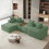 Corduroy Left L-Shaped Modular Sofa With Cup Holder, Green 10