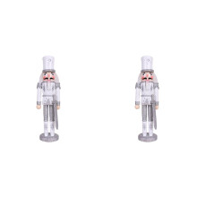 2pcs 30CM Christmas Decorations Nutcracker Puppet Wooden Handicraft Christmas Desktop Decorations Silver