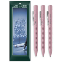(Rose Shadows) Faber-Castell Grip 2010 Retractable Ballpoint Pen, M, 3 Pack