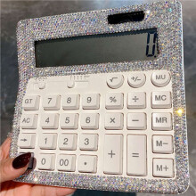 2X Rhinestone Crystal Calculator, Standard Desk Calculator LCD Display, Battery and Solar Powered Shiny Calculator