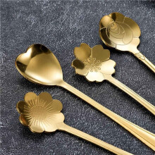 8X Kaffeelöffel Aus Edelstahl mit Kirschblüten-Gold-Schaufel, Geschenk, Küche, Dessert, Teezubehör, Geschirr, Dekorationsset, 13 cm
