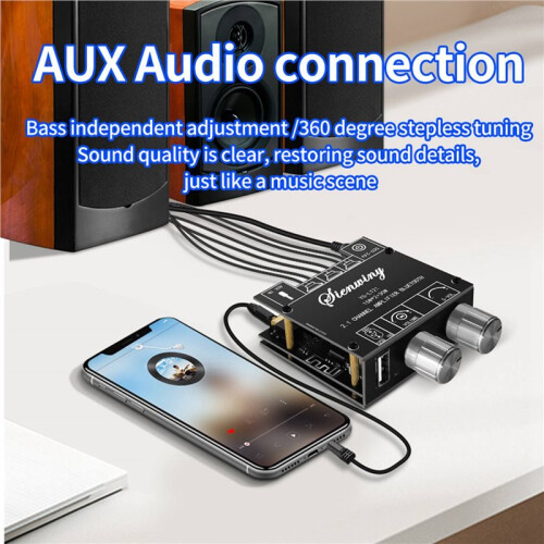 2X YS-LT21 2.1 Channel  Amplifier Board 15W+15W+30W with Subwoofer Knob Adjusting Encoder Audio Module DC9-24V
