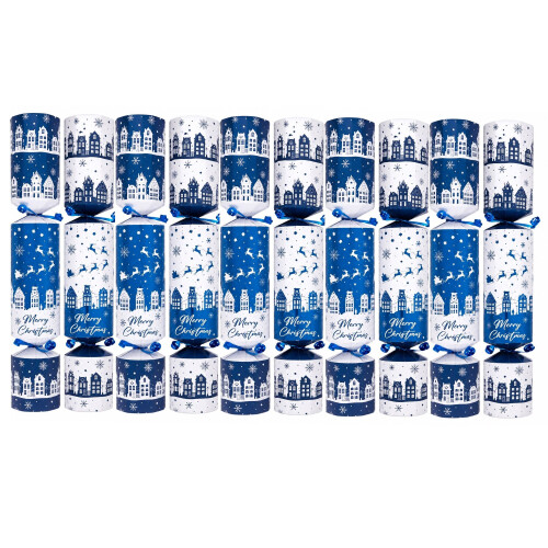 10 Christmas Dinner Crackers Blue House Scene