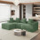 Corduroy Left L-Shaped Modular Sofa Green 2