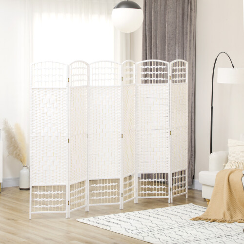 Homcom HOMCOM 6 Panel Folding Room Divider, Freestanding Privacy Screen, White 1