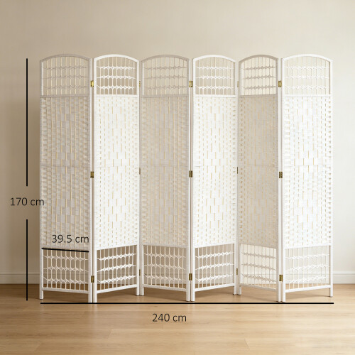Homcom HOMCOM 6 Panel Folding Room Divider, Freestanding Privacy Screen, White 2