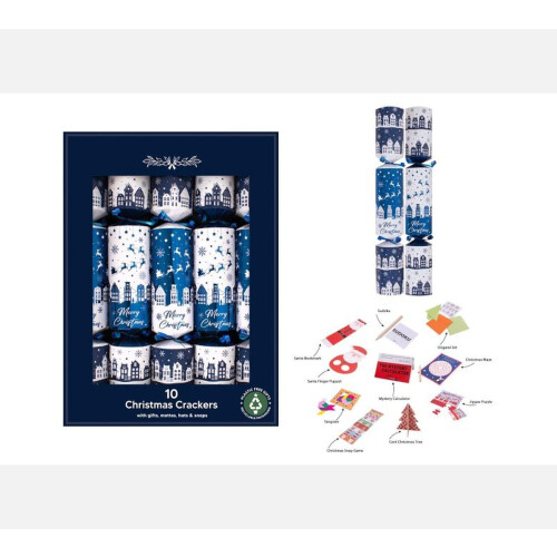 10 Christmas Dinner Crackers Blue House Scene 1
