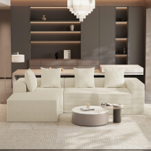 Corduroy Left L-Shaped Modular Sofa Beige