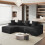 Corduroy Left L-Shaped Modular Sofa Black 2