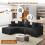 Corduroy Left L-Shaped Modular Sofa Black 5