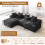 Corduroy Left L-Shaped Modular Sofa Black 6