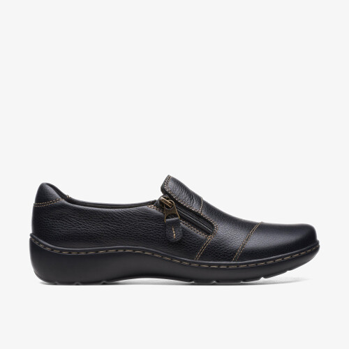 Clarks (Wide, 6 (Adults')) Cora Harbor Black Leather