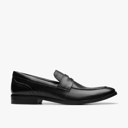 Clarks (Standard, 10.5 (Adults')) Brandon Step Black Leather