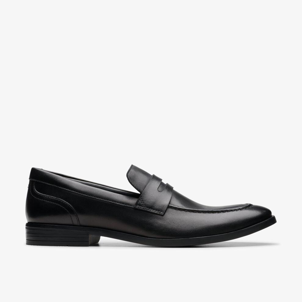 Clarks (Standard, 7.5 (Adults')) Brandon Step Black Leather