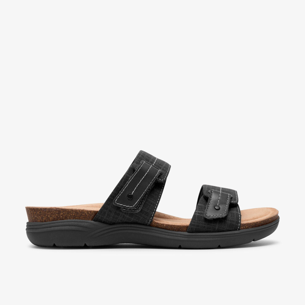 Clarks Women's Black April Dusk Interest Flat Sandals | : 5/Standard Fit - Image 5