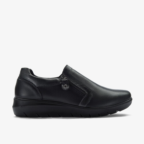 Clarks Un Bay Zip Black Leather